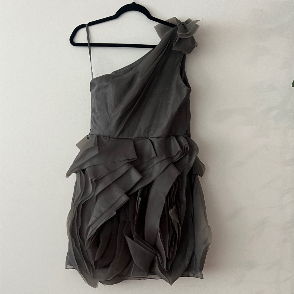 White by Vera Wang Charcoal One-Shoulder Dress - Picture 4 of 4